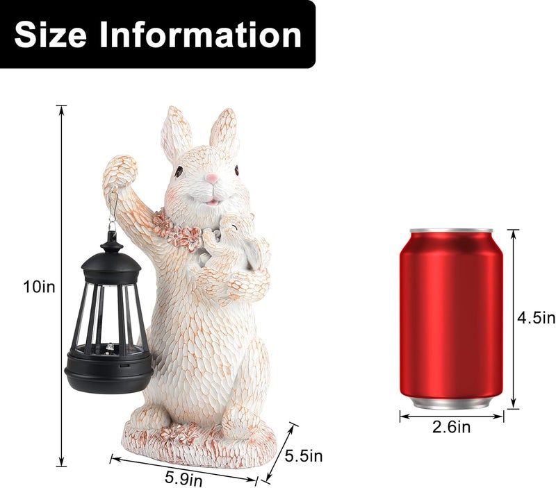 ILLUMINEW Solar Garden Statues Rabbit Lights, Outdoor Lighted Bunny Garden Decor Waterproof Figurines for Patio Porch Balcony Yard Lawn Lantern, Unique Easter Gifts for Mom Grandma Mother - Image 2